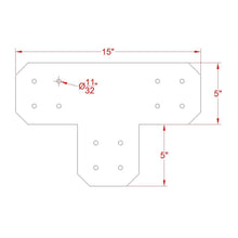 Load image into Gallery viewer, Chamfered Design T Bracket for 6x6 Post, 6 Inch T Bracket Bolt Plate, T Support Bracket, Pergola Bracket, 6 inch, Truss Plate