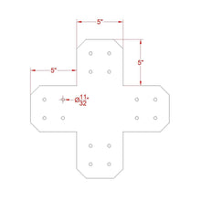 Load image into Gallery viewer, Chamfered Design X Bracket for 6x6 Post, 6x6 Bolt Plate, 6 Inch X Support Bracket, Pergola Bracket, 6 inch Cross Bracket | Made in the USA!