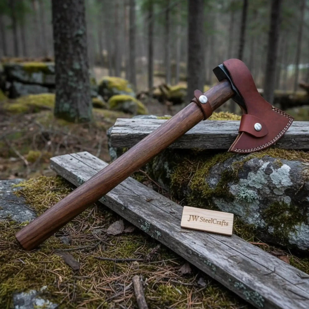 で*ん様 定価6万円 thisisneverthat Leather Overc Damascus Long Handle Camp Axe with Forged Bearded Head – Texas