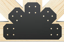 Load image into Gallery viewer, Chamfered Design Dog Eared Timber Truss Brackets for 6x6 Posts, 6" Timber Truss Brackets