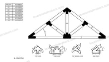 Load image into Gallery viewer, Chamfered Design Dog Eared Timber Truss Brackets for 6x6 Posts, 6" Timber Truss Brackets