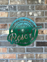 Load image into Gallery viewer, Personalized Resort Sign - Customized Metal Wall Art for Backyard, Deck, Patio - Perfect Gift for Home - Wedding Gift - Anniversary Gift