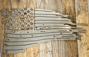 Tattered American Flag Custom Metal Wall Art