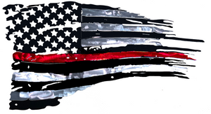 Tattered Thin Red Line Distressed American Flag For Firefighters