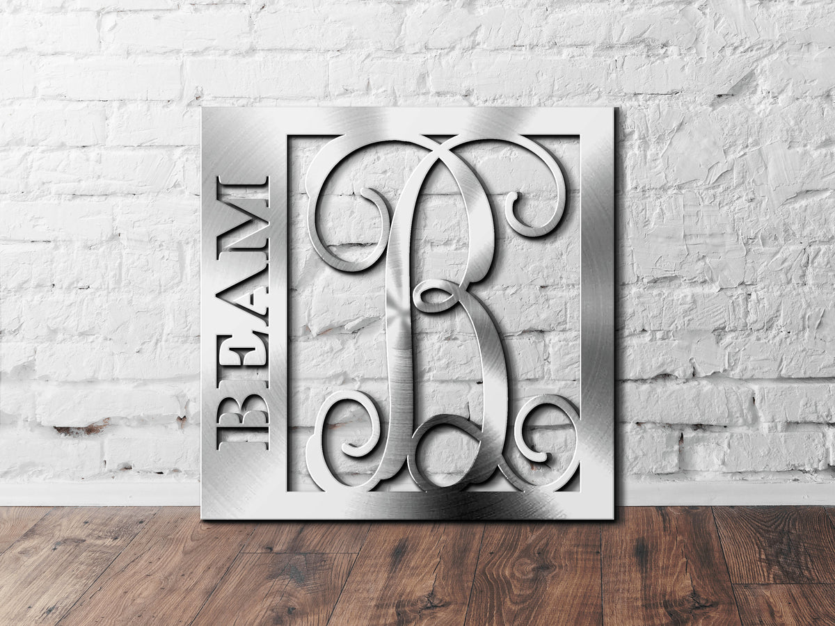 Square Personalized Family Name Metal Art Cut 2 Order Name 