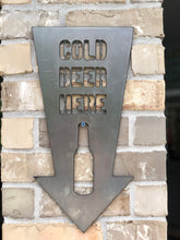 Load image into Gallery viewer, Cold Beer Here Metal Sign, Man Cave Bar Sign, Cold Beer Arrow Sign, Cold Beer Vertical Sign, Bars Decorative Sign, Beer Lover Bar Sign