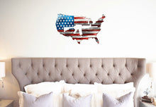 Load image into Gallery viewer, USA Shaped American Flag AR-15 Metal Wall Gun Art Patriotic 24&quot;  USA Metal Flag