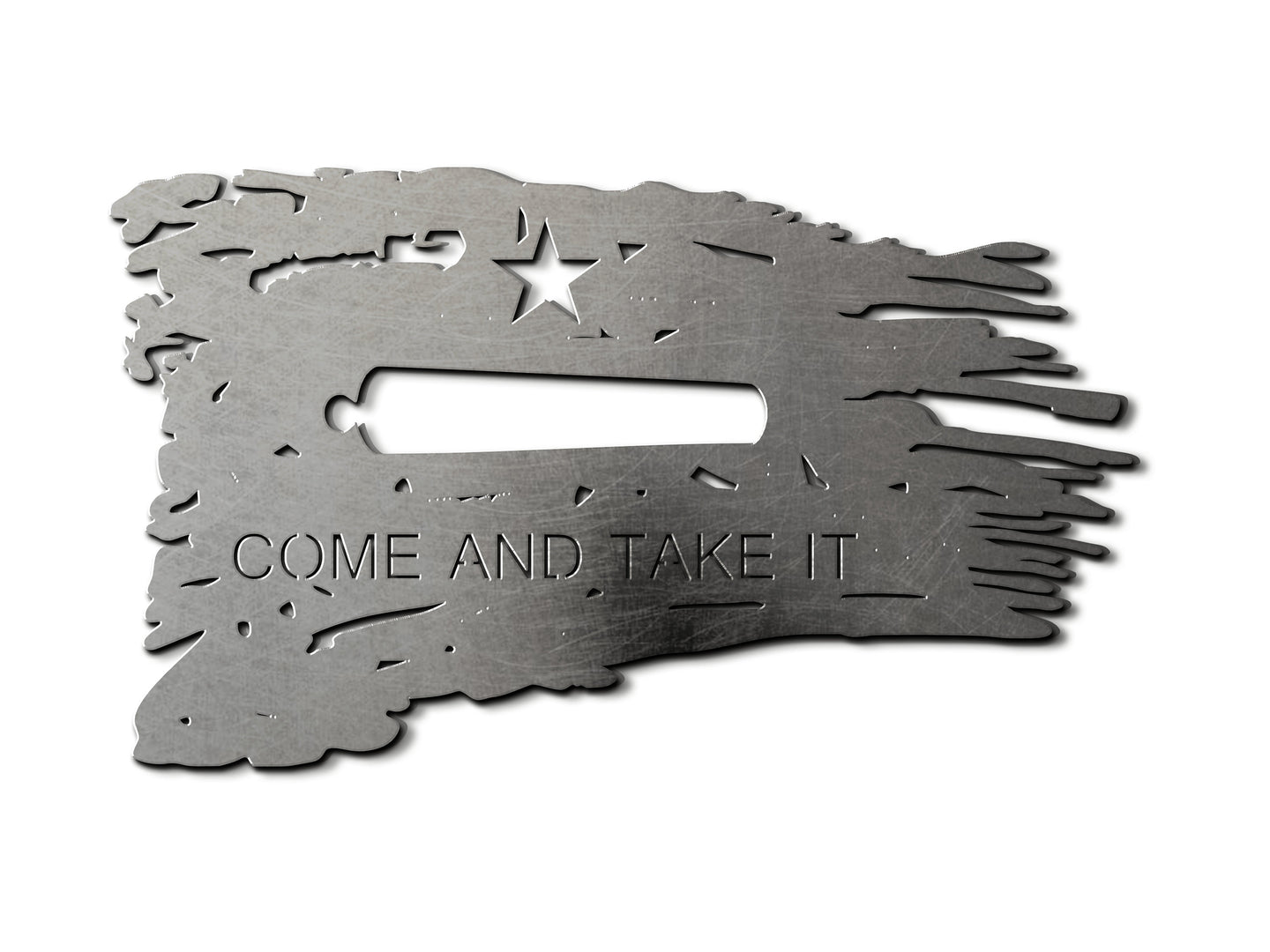 Come and Take it Tattered Metal Flag Custom Gun Metal Wall Art 24