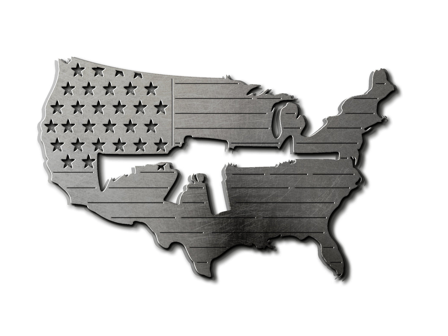 USA Shaped American Flag AR-15 Metal Wall Gun Art Patriotic 24