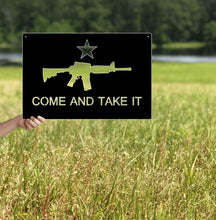 Load image into Gallery viewer, Come and Take it AR-15 Metal Flag Custom Gun Metal Wall Art 24"