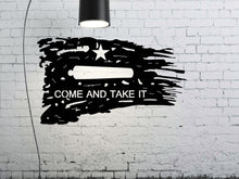 Load image into Gallery viewer, Come and Take it Tattered Metal Flag Custom Gun Metal Wall Art 24"