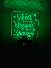 Load image into Gallery viewer, Personalized LED Sweet Dreams Night Light | 7 Color Changing | Plug in Night Light | Name Light | Children's Night Light | Kids Room Light