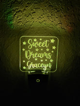 Load image into Gallery viewer, Personalized LED Sweet Dreams Night Light | 7 Color Changing | Plug in Night Light | Name Light | Children's Night Light | Kids Room Light