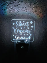 Load image into Gallery viewer, Personalized LED Sweet Dreams Night Light | 7 Color Changing | Plug in Night Light | Name Light | Children's Night Light | Kids Room Light