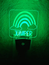 Load image into Gallery viewer, Personalized LED Rainbow & Clouds Night Light | 7 Color Changing | Plug in Night Light | Name Light | Children's Night Light | Room Light