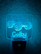 Load image into Gallery viewer, Personalized LED Monster Truck Night Light | 7 Color Changing | Plug in Night Light | Name Light | Children's Night Light | Kids Room Light