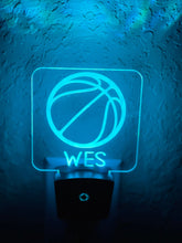 Load image into Gallery viewer, Personalized LED Basketball Night Light | 7 Color Changing | Plug in Night Light | Name Light | Children's Night Light | Kids Room Light