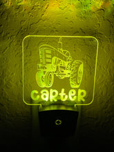 Load image into Gallery viewer, Personalized LED Tractor Night Light | 7 Color Changing | Plug in Night Light | Name Light | Children's Night Light | Kids Room Light