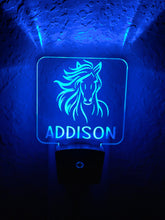 Load image into Gallery viewer, Personalized LED Horse Night Light | 7 Color Changing | Plug in Night Light | Name Light | Children's Night Light | Kids Room Light