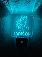 Load image into Gallery viewer, Personalized LED Horse Night Light | 7 Color Changing | Plug in Night Light | Name Light | Children's Night Light | Kids Room Light