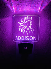 Load image into Gallery viewer, Personalized LED Horse Night Light | 7 Color Changing | Plug in Night Light | Name Light | Children's Night Light | Kids Room Light