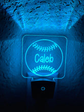 Load image into Gallery viewer, Personalized LED Baseball/Softball Night Light | 7 Color Changing | Plug in Night Light | Name Light | Children's Night Light | Room Light
