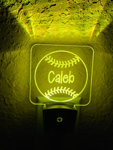 Load image into Gallery viewer, Personalized LED Baseball/Softball Night Light | 7 Color Changing | Plug in Night Light | Name Light | Children's Night Light | Room Light