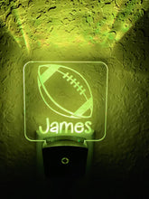 Load image into Gallery viewer, Personalized LED Football Night Light | 7 Color Changing | Plug in Night Light | Name Light | Children's Night Light | Kids Room Light