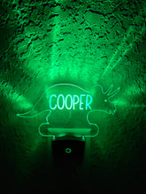 Load image into Gallery viewer, Personalized LED Styracosaurus  Dinosaur Night Light | 7 Color Changing | Plug in Night Light | Name Light | Children's Night Light