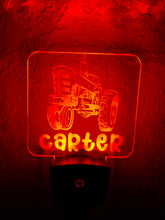 Load image into Gallery viewer, Personalized LED Tractor Night Light | 7 Color Changing | Plug in Night Light | Name Light | Children's Night Light | Kids Room Light