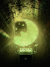 Load image into Gallery viewer, Personalized LED Teddy Bear Moon Night Light | 7 Color Changing | Plug in Night Light | Name Light | Children's Night Light | Kids Light