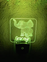 Load image into Gallery viewer, Personalized LED Baby Elephant 3D Night Light | 7 Color Changing | Plug in Night Light | Name Light | Children's Night Light | Room Light