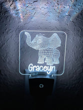 Load image into Gallery viewer, Personalized LED Baby Elephant 3D Night Light | 7 Color Changing | Plug in Night Light | Name Light | Children's Night Light | Room Light