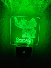 Load image into Gallery viewer, Personalized LED Baby Elephant 3D Night Light | 7 Color Changing | Plug in Night Light | Name Light | Children's Night Light | Room Light