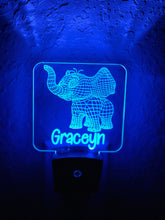 Load image into Gallery viewer, Personalized LED Baby Elephant 3D Night Light | 7 Color Changing | Plug in Night Light | Name Light | Children's Night Light | Room Light