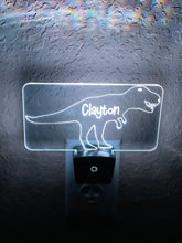Load image into Gallery viewer, Personalized LED T-Rex Dinosaur Night Light | 7 Color Changing | Plug in Night Light | Name Light | Children's Night Light | Kids Room Light