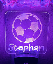 Load image into Gallery viewer, Personalized LED Soccer Ball 3D Night Light | 7 Color Changing | Plug in Night Light | Name Light | Children's Night Light | Room Light