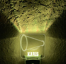 Load image into Gallery viewer, Personalized LED Cheer Megaphone Night Light | 7 Color Changing | Plug in Night Light | Name Light | Children's Night Light | Kids Light