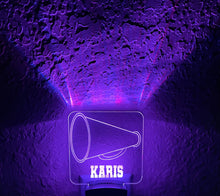 Load image into Gallery viewer, Personalized LED Cheer Megaphone Night Light | 7 Color Changing | Plug in Night Light | Name Light | Children's Night Light | Kids Light