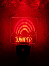 Load image into Gallery viewer, Personalized LED Rainbow & Clouds Night Light | 7 Color Changing | Plug in Night Light | Name Light | Children's Night Light | Room Light
