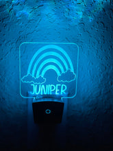 Load image into Gallery viewer, Personalized LED Rainbow & Clouds Night Light | 7 Color Changing | Plug in Night Light | Name Light | Children's Night Light | Room Light