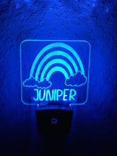 Load image into Gallery viewer, Personalized LED Rainbow & Clouds Night Light | 7 Color Changing | Plug in Night Light | Name Light | Children's Night Light | Room Light