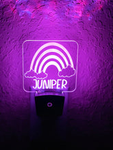 Load image into Gallery viewer, Personalized LED Rainbow & Clouds Night Light | 7 Color Changing | Plug in Night Light | Name Light | Children's Night Light | Room Light