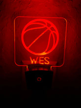 Load image into Gallery viewer, Personalized LED Basketball Night Light | 7 Color Changing | Plug in Night Light | Name Light | Children's Night Light | Kids Room Light