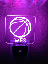 Load image into Gallery viewer, Personalized LED Basketball Night Light | 7 Color Changing | Plug in Night Light | Name Light | Children's Night Light | Kids Room Light