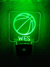 Load image into Gallery viewer, Personalized LED Basketball Night Light | 7 Color Changing | Plug in Night Light | Name Light | Children's Night Light | Kids Room Light