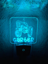 Load image into Gallery viewer, Personalized LED Tractor Night Light | 7 Color Changing | Plug in Night Light | Name Light | Children's Night Light | Kids Room Light