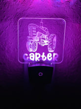 Load image into Gallery viewer, Personalized LED Tractor Night Light | 7 Color Changing | Plug in Night Light | Name Light | Children's Night Light | Kids Room Light