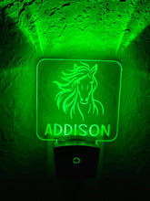 Load image into Gallery viewer, Personalized LED Horse Night Light | 7 Color Changing | Plug in Night Light | Name Light | Children's Night Light | Kids Room Light