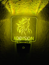 Load image into Gallery viewer, Personalized LED Horse Night Light | 7 Color Changing | Plug in Night Light | Name Light | Children's Night Light | Kids Room Light